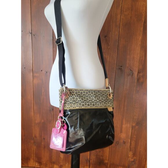 Fossil Key●Per Crossbody Purse Dot Canvas Faux Leather Y2K 2000 Adjustable Strap - Picture 8 of 16